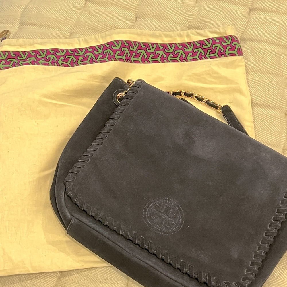 Tory Burch black suede handbag